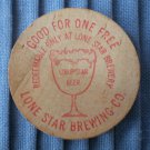 Lone Star Brewing Co San Antonio Texas Wooden Nickel Vintage Buckhorn Hall Horns