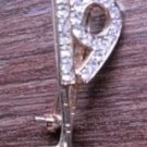 19th Hole Golf Club Pin Rhinestones Gold Tone Brooch