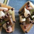 Earrings Vintage Clip-on Japan Cluster Beads Shell Diamond