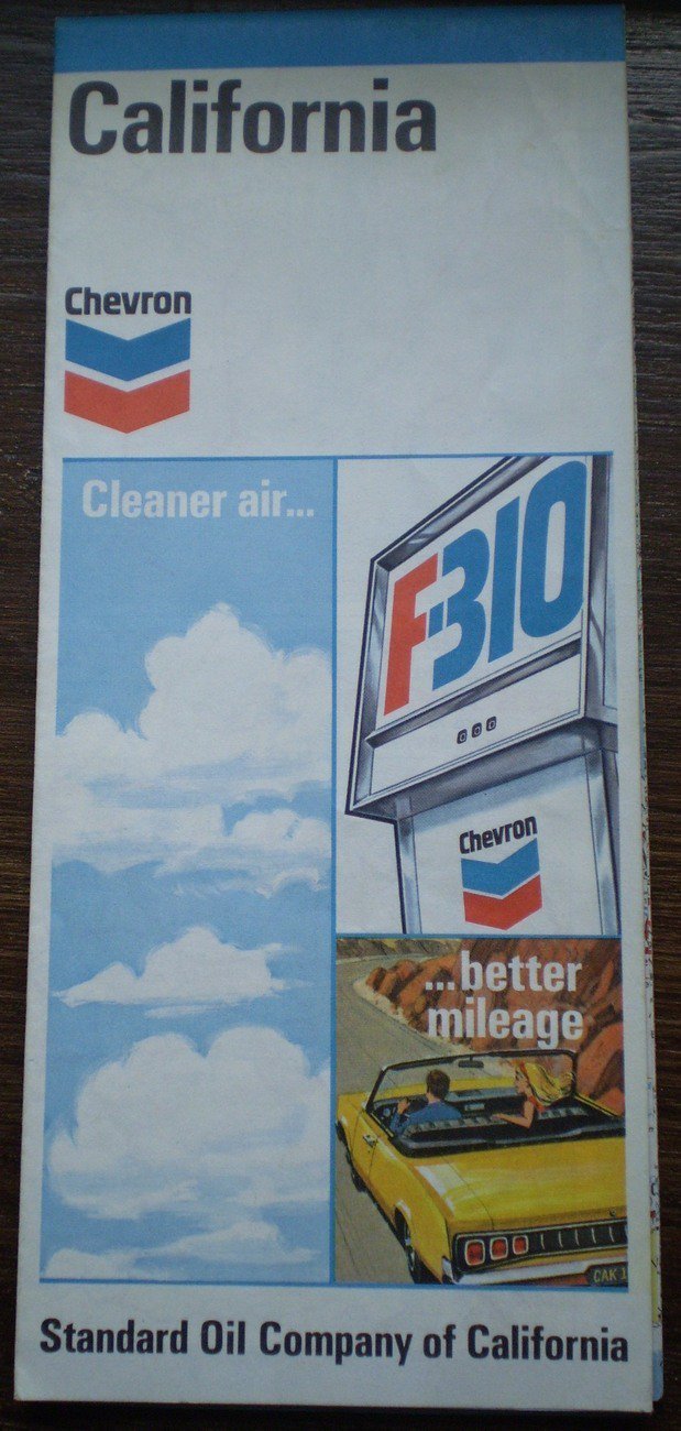 1971 California Fold Out Map Chevron Standard Oil F-310