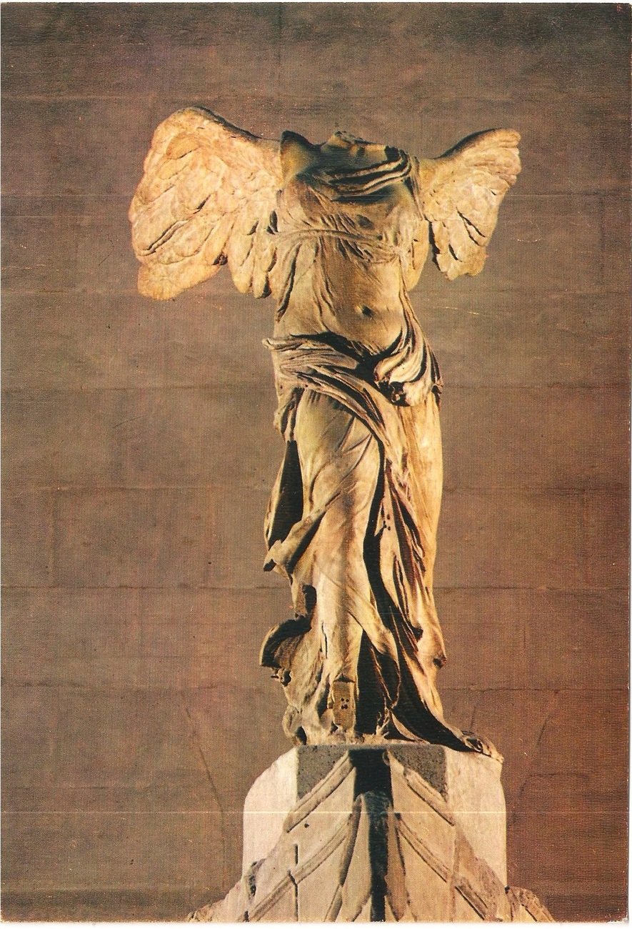 Louvre Museum Postcard Victoire de Samothrace Statue Paris