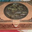 Vintage Metal Tin Box Chymos Tall Ship Brown Mast