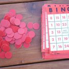 Bingo Cards Markers Tokens Plastic Lot Vintage  Game Parts
