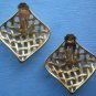Vintage Goldtone Metal Clip Earrings Weave Mesh