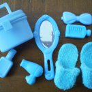Barbie Blue Bedroom Vanity Lot Accessories Slippers Mirror Bottle Hair Dryer Bag