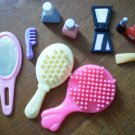Barbie Size Lot 10 Vanity Accessories Brush Makeup Mirror Nail Polish Compact
