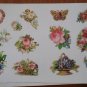 Vintage Stickers Victorian Bouquet Flowers Butterfly Heart 24pc