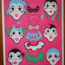 Put Together Masks Stickers Clowns 1982 CTP 4005 Vintage Sheet