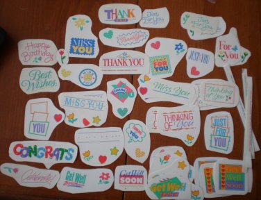 Greetings Stickers Lot Current Thank You Thinking Miss You Get Well Soon Vintage