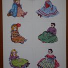 Vintage Doll Stickers 2 sheets Dennison Manufacturing Co 80-998 12 stickers
