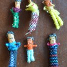 Worry Dolls Miniature Handmade Guatemala 6/Basket Vintage