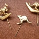 Kangaroo Pin Stick Lot 3 Gold Tone Boomerang vintage