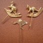 Kangaroo Pin Stick Lot 3 Gold Tone Boomerang vintage