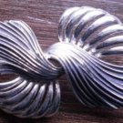 Silver Tone Bow Ribbon Pin Brooch Vintage Broach