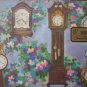 Birthday Gift Wrap Charm Craft Clock Grandfather 8.35ft Vintage Wrapper 2 sheets