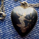 Vintage Thai Pendant Necklace Sterling Silver Heart Dancer