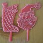 Christmas Cake Cupcake Picks Toppers Vintage Stocking Santa Red Plastic