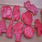 Tupperware Red Plastic Cookie Cutters Lot 10 Pig Pumpkin