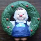 Wreath with Dutch Girl Christmas Ornament Korea Ceramic