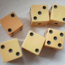 Lot 6 Small Plastic Dice Bakelite Vintage Die 1cm Tan