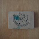 Rubber Stamp Mouse Eating Watermelon Wood Mounted