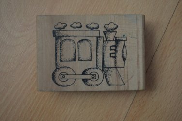 Rubber Stamp Train Engine Wood Mounted