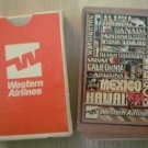 Vintage Playing Cards Western Airlines Wood Frame Cities