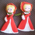 Victorian Dolls Japan Felt Christmas Vintage Carolers Red Decor