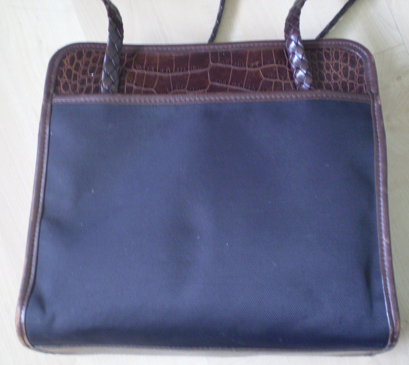 Download Vintage Brighton Bag Black Nylon Mock Croc Brown Shoulder