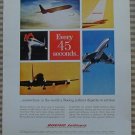Boeing Jetliners Every 45 Seconds Vintage Ad 1963