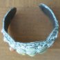 Cuff Bracelet Silvertone Metal Real Stones Wide Vintage Flowers Bangle