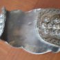 Cuff Bracelet Silvertone Metal Real Stones Wide Vintage Flowers Bangle