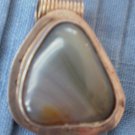 Sterling Silver Pendant Gray Stone Triangular Mexico 925 Vintage