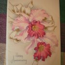 Vintage Greeting Card Anniversary Orchids Cattleya Flowers