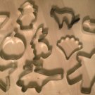 Lot Vintage Metal Cookie Cutters Aluminum Helicopter Butterfly Bat Shell