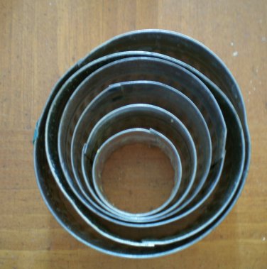 Vintage Metal Cookie Cutters Set 6 Nesting Graduated Circles W Germany Fluted