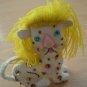 Vintage Felt Ornament Lion Handmade Sequins Cat Yarn White