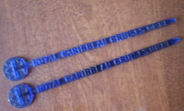 Royal Caribbean Cruises Swizzle Stick Stirrer Lot 2 Blue