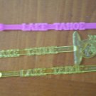 Harvey Lake Tahoe Wagon Wheel Swizzle Sticks Stirrers Lot 3 Swizzler Pink Yellow