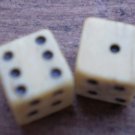 Vintage Dice Miniature Pair 2 Die Bone 1/4" Game Pieces Primitive