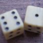 Vintage Dice Miniature Pair 2 Die Bone 1/4" Game Pieces Primitive