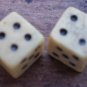 Vintage Dice Miniature Pair 2 Die Bone 1/4" Game Pieces Primitive