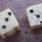 Vintage Dice Miniature Pair 2 Die Bone 1/4" Game Pieces Primitive