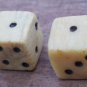 Vintage Dice Miniature Pair 2 Die Bone 1/4" Game Pieces Primitive