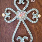 Pendant Cross Crucifix Rhinestones Blue Earrings Necklace