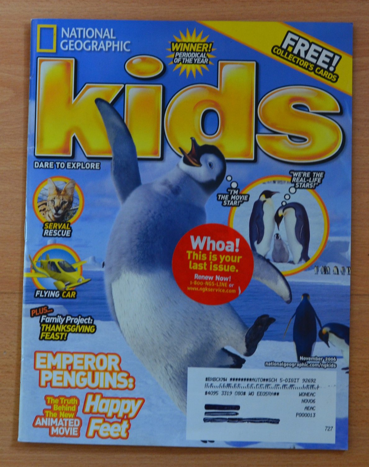 National Geographic Kids November 2006 Emperor Penguins Happy Feet w/ Cards