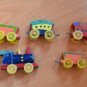 Vintage Cake Topper Train 5-pc Candle Holders Birthday Japan Painted Wood