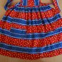 Vintage Apron Red White Blue Stripes Handmade Adorable Flowers ZIgzag Polka Dot