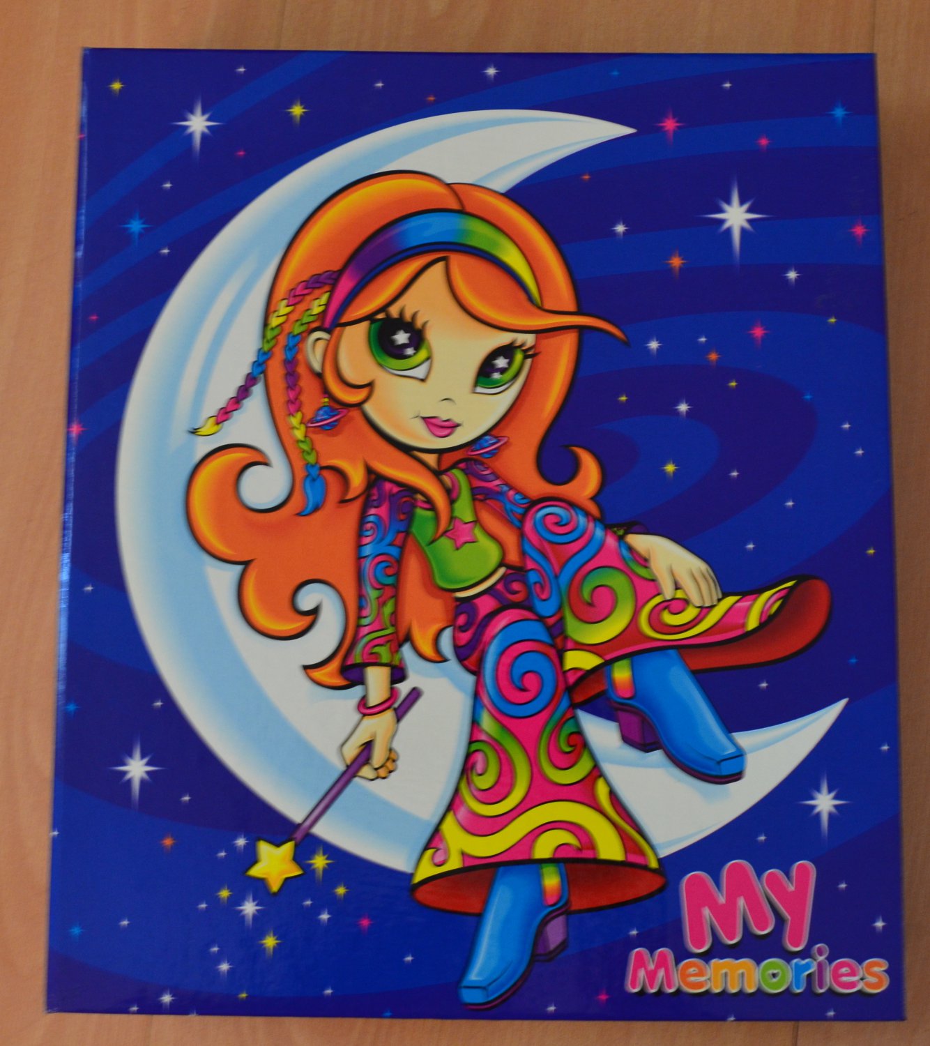 Lisa Frank Hippie Moon Girl 3 Ring Binder Crescent Blue My Memories