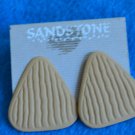 Vintage Earrings SANDSTONE Triangle Pierced On Card Triangular